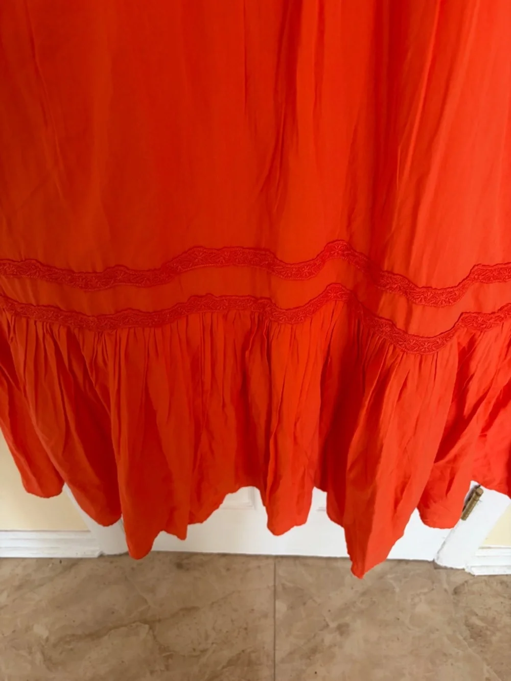 Land's End Orange Cotton Voile Halter Tiered Maxi Dress - Size M - Picture 5 of 12